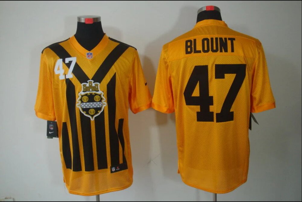 Men Pittsburgh Steelers #47 Blount Yellow 2024 Nike Limited NFL Jersey style 1->customized nba jersey->Custom Jersey
